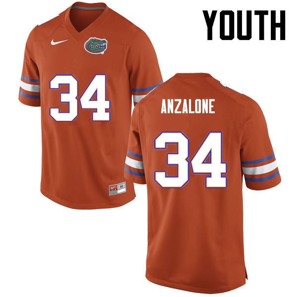 Youth NCAA Florida Gators Alex Anzalone #34 Stitched Authentic Nike Orange College Football Jersey WPG0765FQ